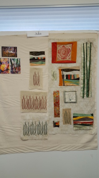 Elements I made at the class to incorporate in my first art quilt